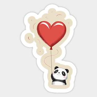 Cute Panda Holding A Heart Shaped Balloon Sticker